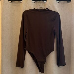 SHEIN Brown Long Sleeve Bodysuit